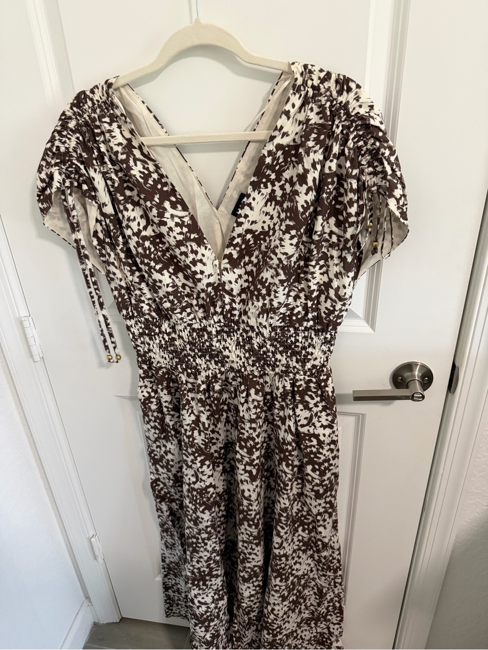INC International Concepts Brown and White Printed Maxi Dress